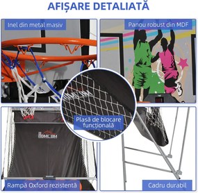 HOMCOM Coș de Baschet cu Panou LED, Pompă, 2 Coșuri, 4 Mingi și 8 Moduri de Joc, 205x110x205 cm, Negru | Aosom Romania