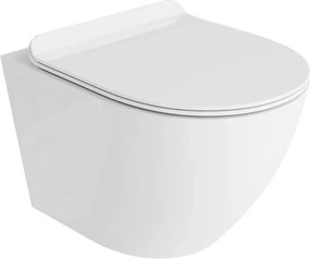 Set vas WC pe pardoseala Rune Geri Rimless alb si capac slim softclose