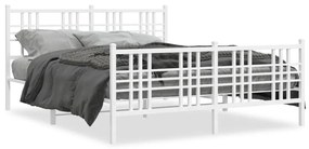 376394 vidaXL Cadru de pat metalic cu tăblie, alb, 160x200 cm