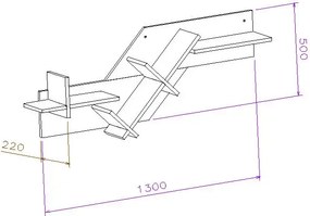 Raft biblioteca Tree Homs 130 x 50 x 22 cm gri-stejar