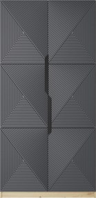 Dulap Asha 100 cm și mânere metalice - artisan / rivier piatra mat / mânere negre