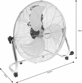 Ventilator puternic, 100 W, metalic, de podea 45 cm argintiu Klausberg KB7471, lame din aluminiu