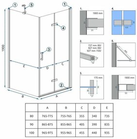 Cabina dus Rea Molier 90x80 crom