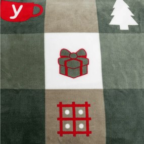 Set lenjerie cocolino CHRISTMAS SOCKS verzi + cearsaf Cocolino microplus cu elastic SOFT 180x200 cm alb, pat dublu