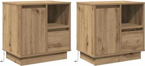 vidaXL Dulap de noapte 2 pcs Stejar Artizanal 50 x 34,5 x 50 cm