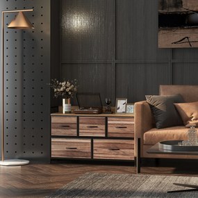 HOMCOM Comodă de Depozitare 5 sertare din Material Textil 98 x 29 x 63 cm structură din oțel negru | Aosom Romania
