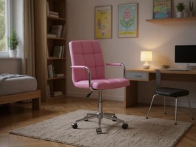 Scaun de birou Q-022 din piele ecologica, roz