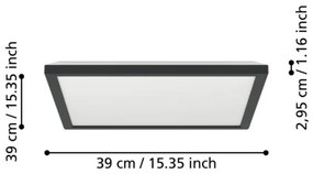 Plafonieră LED de exterior Eglo 901443 ROVITO 17,6W/230V 39x39 cm IP44 negru