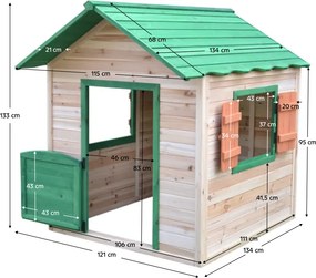 Căsuţă de grădină din lemn pentru copii, verde/naturală, UDIM