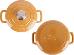Oală fontă emailată cu capac 20 cm 2,7 L Auriu Fontestic Cosy &amp; Trendy 9967202