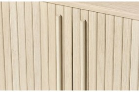 Comodă în culoare naturală cu aspect de lemn de stejar cu ușă glisantă 140x76x45 cm Meta – Unique Furniture