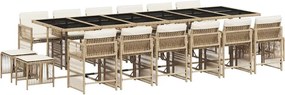 vidaXL Set mobilier de grădină cu perne, 17 piese, bej, poliratan