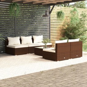 3101450 vidaXL Set mobilier de grădină cu perne, 6 piese, maro, poliratan