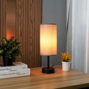 Brilagi - Lampă de masă cu port USB TABLON 1xE27/25W/230V negru/gri