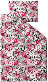 Lenjerie de pat din bumbac gri STREET LOVE Dimensiune lenjerie de pat: 70 x 90 cm | 140 x 200 cm