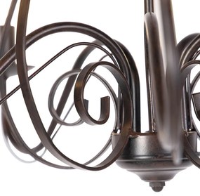 Candelabru maro cu abajururi plisate crem, 5 lumini - Giuseppe