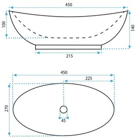 REA-U6802 - Lavoar pentru blat KATE 27x45 cm, ceramică/alb lucios