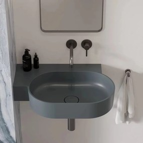 Lavoar suspendat Omnires Ovo M+ finisaj gri cenusa mat 64.5 cm stanga