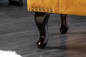 Suport picioare clasic stil englezesc Chesterfield, catifea galben mustar