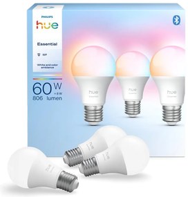 Set 3x bec LED dimabil Philips Hue WACA, E27, 8W, 230V, 2200–6500K