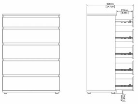 Comodă în culoare naturală înaltă cu aspect de lemn de stejar 77x107 cm Nova – Tvilum