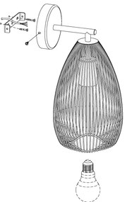 Eglo 49143 - Aplică perete CLEVEDON 1xE27/60W/230V