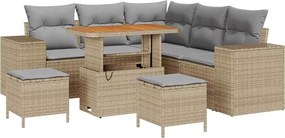 vidaXL Set de canapele pentru grădină cu pernă 8 pcs Bej poliratan