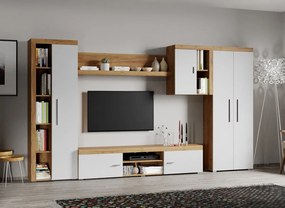 Set Mobilier Living Alb cu Stejar Auriu Sam-C22