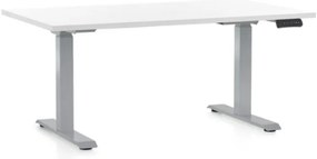 Masa inaltime reglabila OfficeTech D, 120 x 80 cm, bază gri, alb
