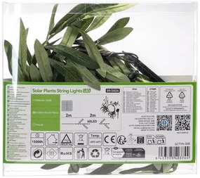 Instalație LED solară Aigostar 60xLED/4m IP65 alb cald măslin