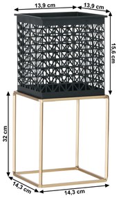 Set 2 suporturi pentru ghivece, pătrat/rotund, negru/auriu, ESME SET