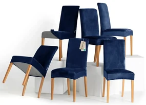 Restilo Husă pentru scaun Sento indigo, 48 x 48 x58 + 10 cm, set de 6 bucăți