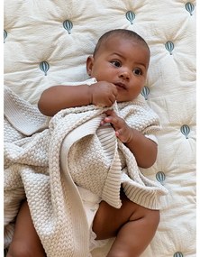 Pătură pentru copii, galben-deschis/albastră din bumbac organic matlasată 90x120 cm Balloon – Cam Cam Copenhagen