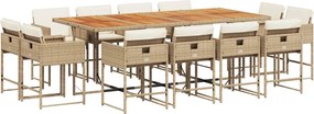 vidaXL Set mobilier de grădină cu perne, 13 piese, bej, poliratan