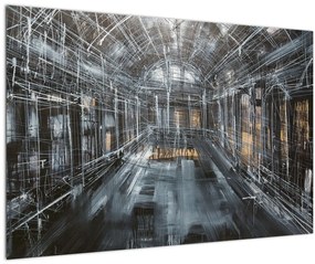 Tablou cu u interiorul clădirii vechi (90x60 cm)