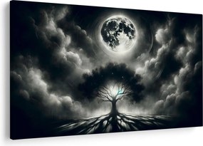 Tablou – Arbore alb-negru în lună plină (90x60 cm)