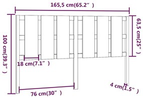 Tablie de pat, negru, 165,5x4x100 cm, lemn masiv de pin 1, Negru, 165.5 x 4 x 100 cm