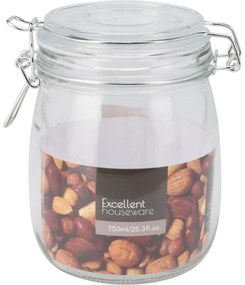 Excellent Houseware Pahar cu clemă și capac desticlă 750 ml
