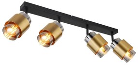 Plafoniera 4L design modern Milley negru, alama