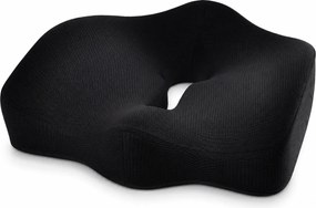 Perna ortopedica sezut memory foam cu gel si orificii de ventilatie, fermitate extra, Negru