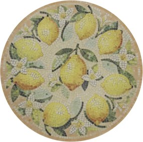 Tavă pentru servire din ceramică cu model mozaic și motiv lămâi, H2,8/D26,5 cm, melon &amp; crem, „Chartres”