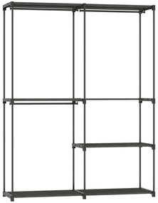 HOMCOM Dulap de Haine cu 2 Bare și 4 Rafturi, din Material Non-Țesut, Plastic și Oțel, 142x43x185 cm, Negru | Aosom Romania