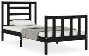 3192875 vidaXL Cadru de pat cu tăblie, negru, 100x200 cm, lemn masiv