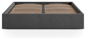 Pat matrimonial gri antracit tapițat cu spațiu de depozitare/fără tăblie cu somieră 160x200 cm Susan – Micadoni