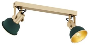 Aplica de perete / tavan cu 2 spoturi directionabile design modern Lenora auriu, verde
