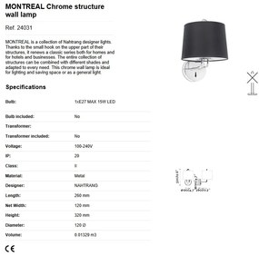 Aplica de perete moderna design elegant MONTREAL crom/negru