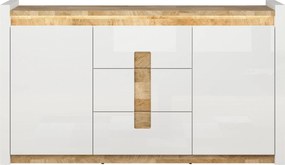Comoda ALAMEDA, alb/stejar, PAL, 172x41x97 cm