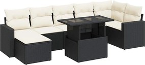 vidaXL Set mobilier de grădină cu perne, 8 piese, negru, poliratan