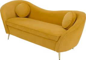 Canapea cu 3 locuri de design, ţesătură Velvet galbenă/gold crom auriu, EZIO TYP 3