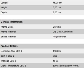 Aplica de perete LED pentru oglinda baie, IP44 Argo 75cm Soff 3-479 chrom OR